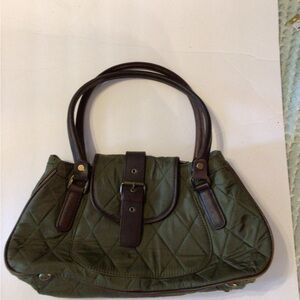 Barbour Quilted Olive Shoulder Bag with Dark Brown Trim